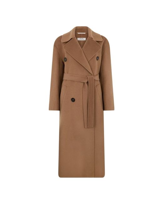 Max Mara Wol Kasjmier Jas Met Split in het Brown