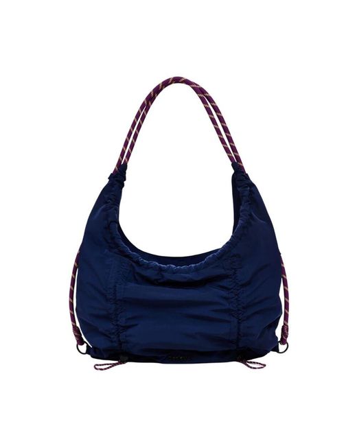 Desigual Blue Wandelbare Nylon Shopper Schultertasche