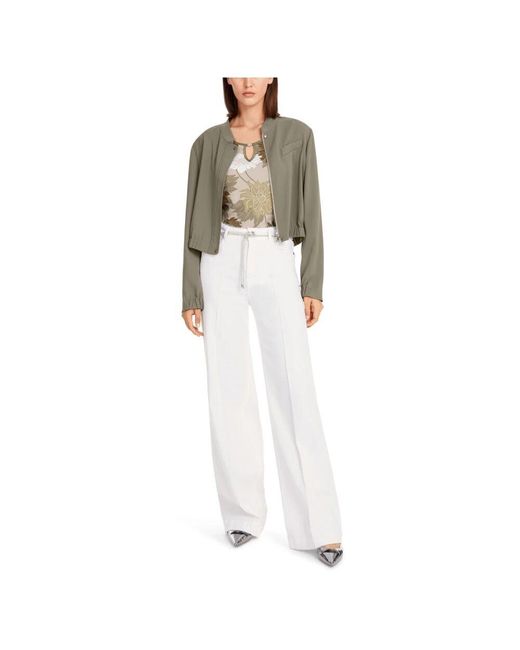 Marc Cain Gray Blumiges rippen-t-shirt