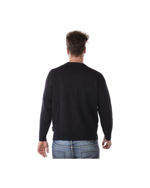 Emporio Armani Blue Round-Neck Knitwear for men
