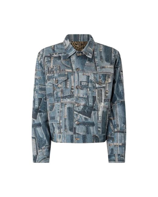 Roberto Cavalli Capsule Collection Patchwork Denim Jacket in het Blue voor heren