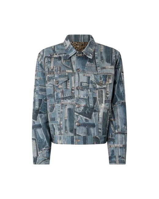 Roberto Cavalli Capsule Collection Patchwork Denim Jacket in het Blue voor heren