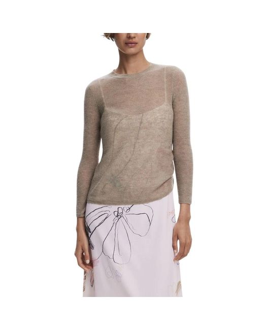 Round-Neck Knitwear Desigual en coloris Brown