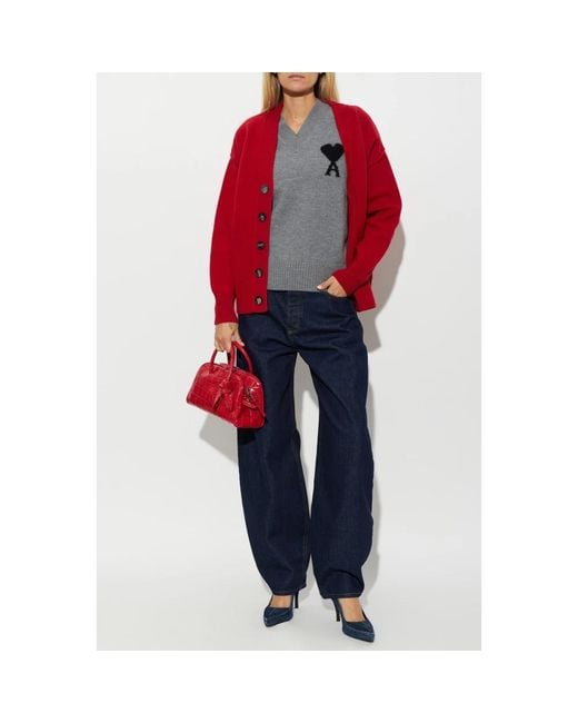 V-Neck Knitwear AMI de color Gray