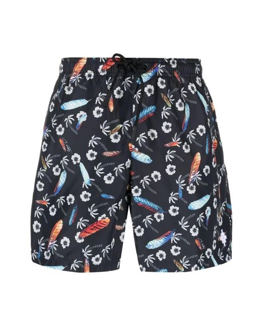 Marcelo Burlon Zwembroek Met Bloemenprint in het Blue voor heren