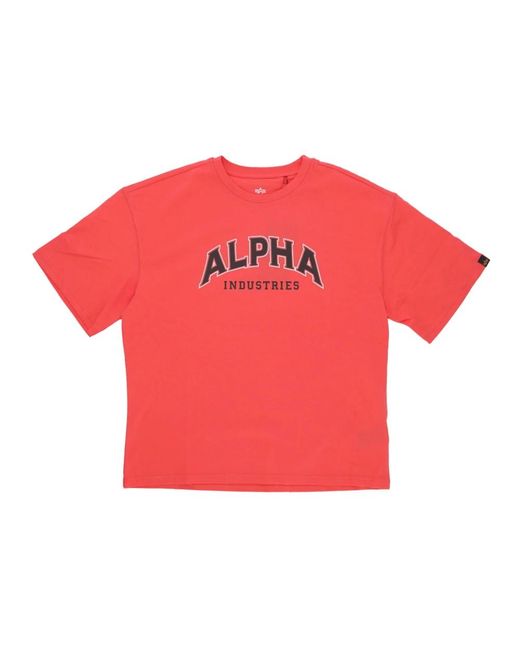 Alpha Industries College Tee in het Red voor heren