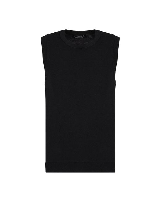 ARMANI EXCHANGE Black Ärmelloses top mit patch-logo