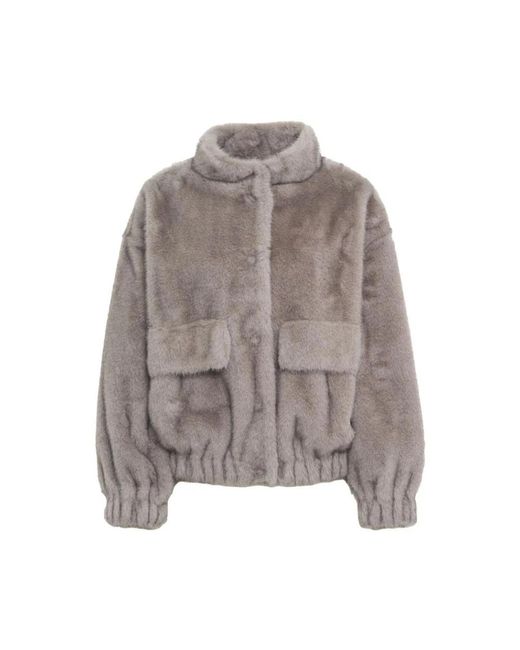 Liu Jo Gray Faux Fur & Shearling Jackets