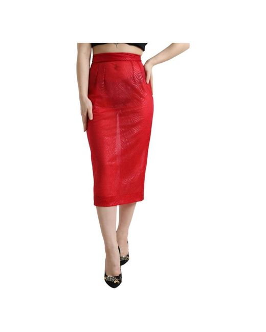 Dolce & Gabbana Red Midi Skirts