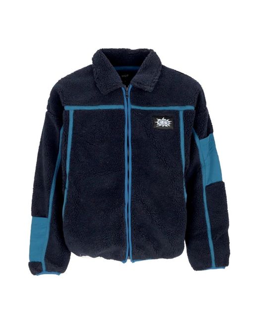 Huf Hoodies & Sweatvesten ,Blauw ,Polyester Blauwe Nacht Sherpa Jas in het Blue voor heren