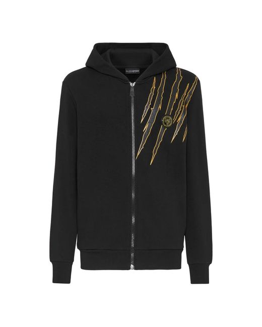 Philipp Plein Hoodies & Sweatvesten ,Zwart ,Katoen Hoodie Sweatjacket Scratch in het Black voor heren