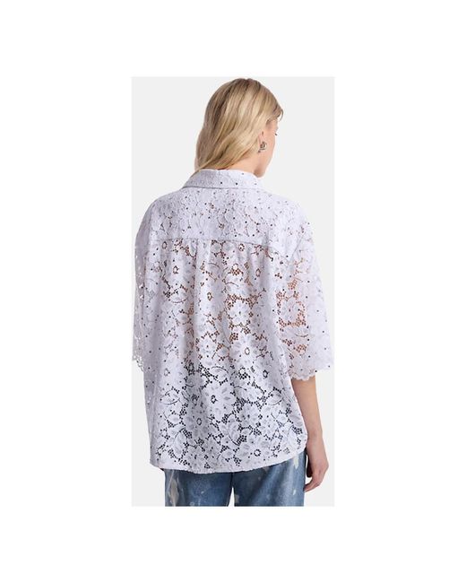 Michael Kors Overhemden ,Wit ,Leer Floral Lace Studded Blouse in het White