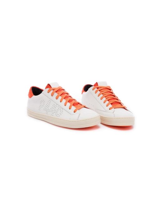 P448 Weiße low-top-sneaker mit orangefarbenem schwamm in Pink für Herren