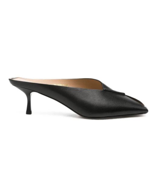 ADRIANNA FERETTI Black Heeled Mules