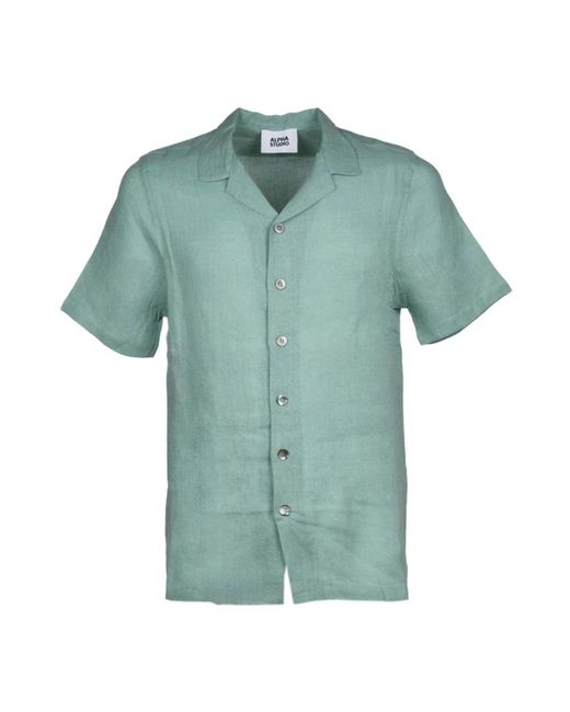 Alpha Studio Green Short Sleeve Shirts for men