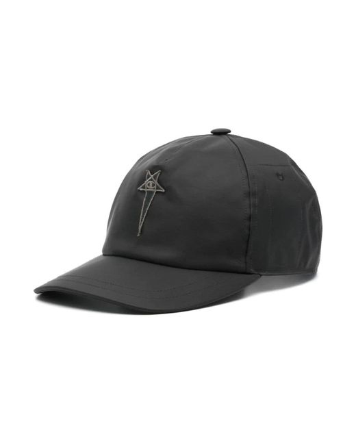 Cappelli champions neri con logo applicato di Rick Owens in Black da Uomo