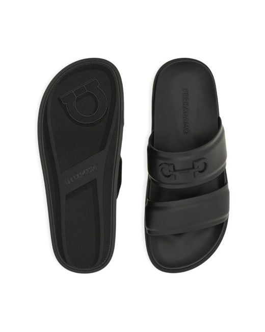Ferragamo Sandali Flat 2 Fasce in Black für Herren