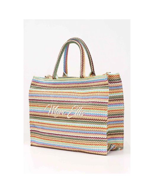 Marc Ellis Metallic Bunte Zigzag-Strandtasche
