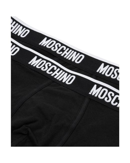 Moschino Ondergoed ,Zwart ,Katoen Effen Boxershorts 2-Pack in het Black voor heren