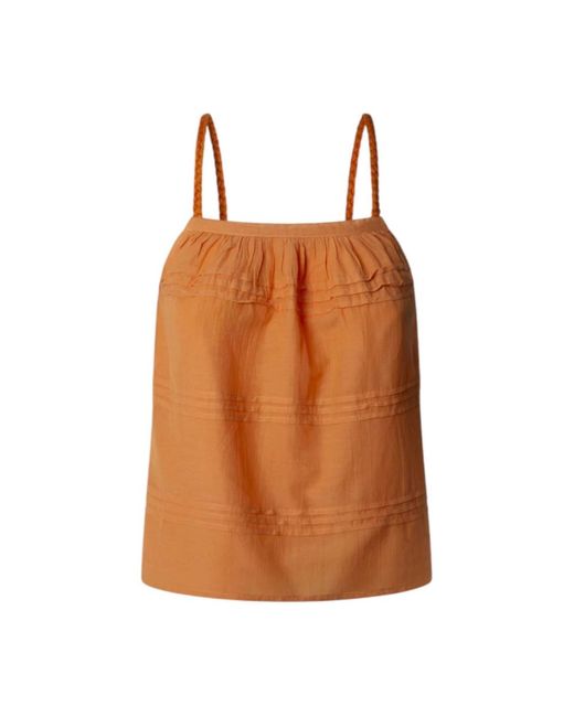 Pepe Jeans Brown Sleeveless Tops