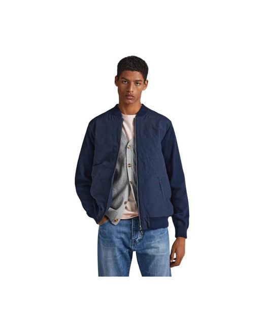 Pepe Jeans Jassen ,Blauw ,Nylon Bomber Jassen in het Blue voor heren