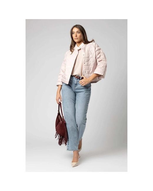 Kocca Jassen ,Roze ,Short All Occasion Quilted Jacket in het Natural
