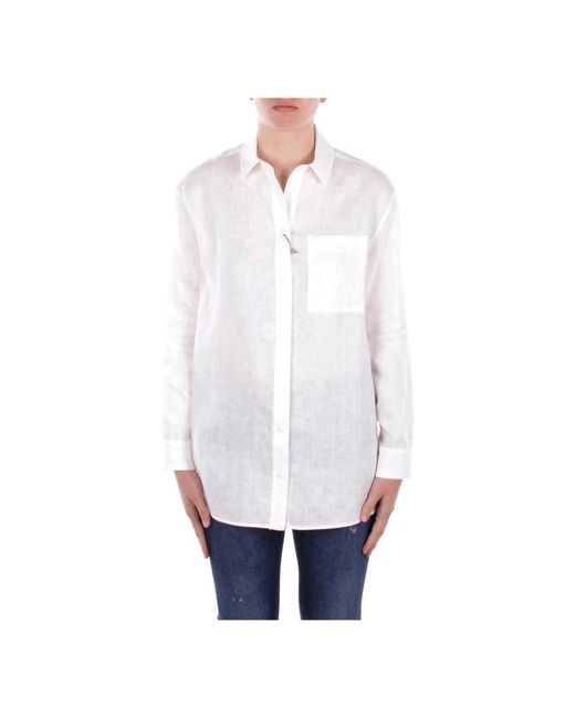 Max Mara Overhemden ,Wit ,Linnen Witte Linnen Blouse Met Knoopsluiting in het White