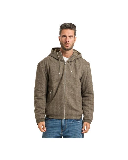 HUGO Jassen ,Bruin ,Wol Bruine Sweatshirt Jas Van Wollen Blend in het Brown voor heren