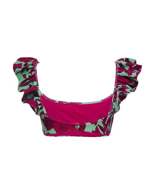 LaDoubleJ Badmode ,Veelkleurig ,Ruffle Bikini Top in het Red