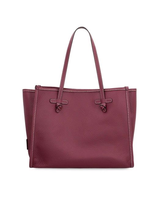 Gianni Chiarini Korrelig Leren Tote Met Afneembare Clutch in het Purple