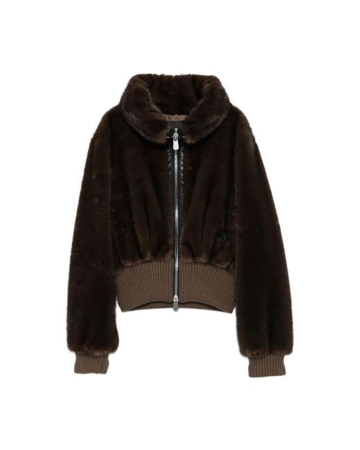 Pinko Women's Black Faux Fur Shearling Jackets