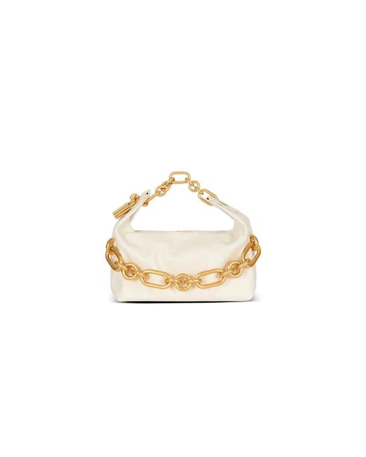 Balmain Metallic Mini Kalb Creme Kette Tasche