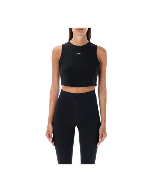 Nike Black Geripptes Crop Tank Top