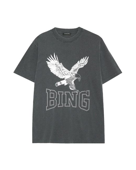 Cool print t-shirt nero lavato di Anine Bing in Gray