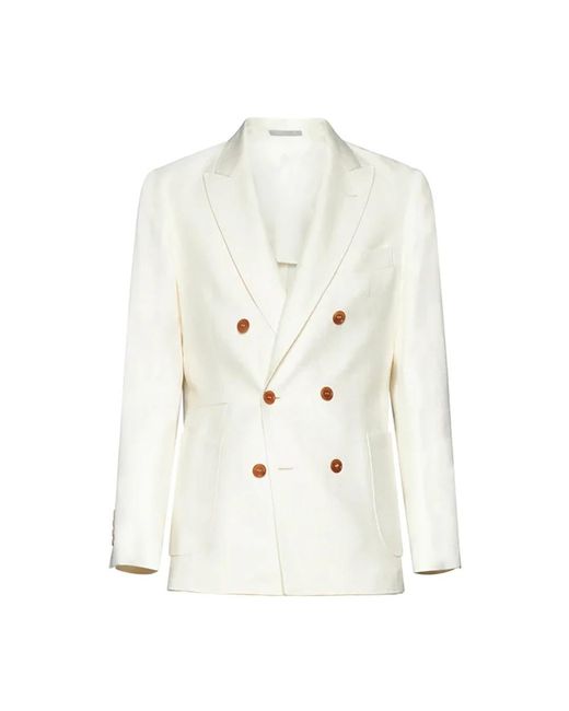 Brunello Cucinelli White Double-Breasted Coats for men