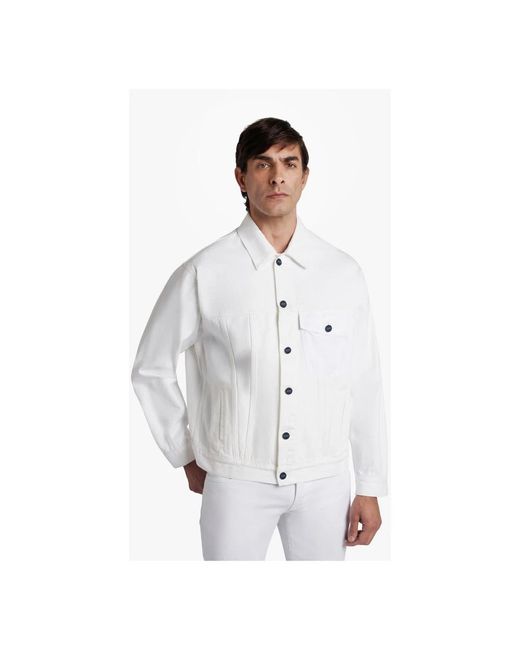 Kiton Weiße baumwoll-denim-jacke in White für Herren