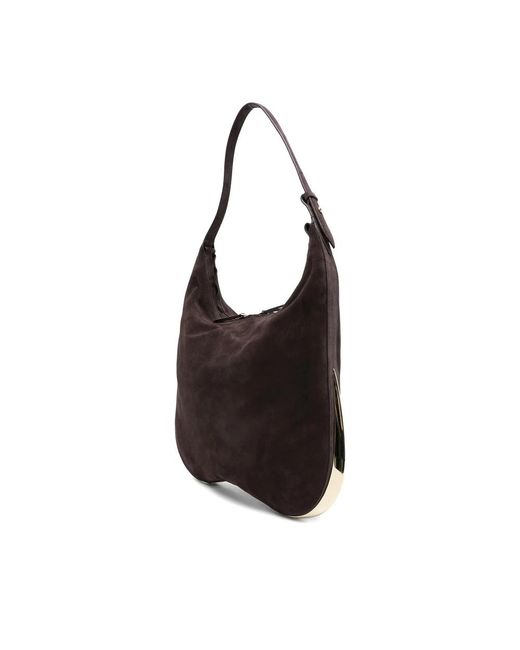 Benedetta Bruzziches Black Dunkelbraune Wildleder Reißverschluss-Handtasche