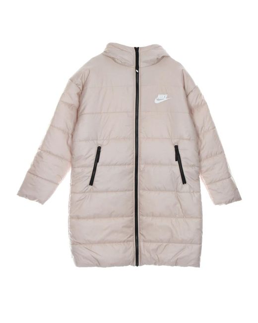 Nike Fitness ,Roze ,Polyester Therma-Fit Repel Classic Hooded Parka in het Natural