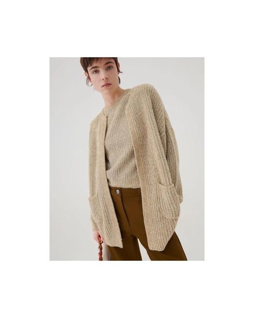 Marella Truien & Vesten ,Geel ,Lurex Cardigan in het Natural