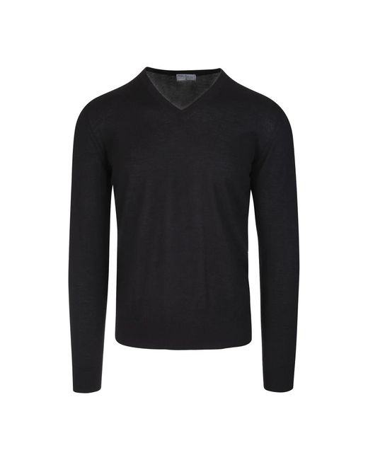 Fedeli Black V-Neck Knitwear for men