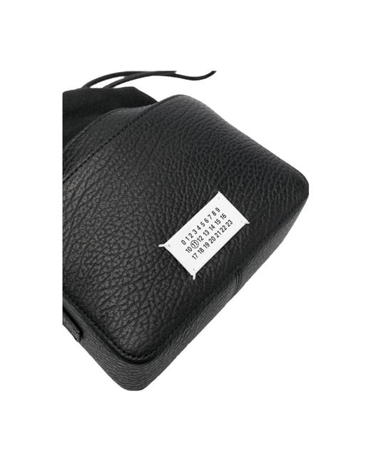 Maison Margiela Black Schwarzer rucksack mit zugband und nummernpatch