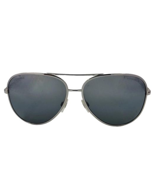 Chanel Blue Aviator-sonnenbrille mit ketten-detail