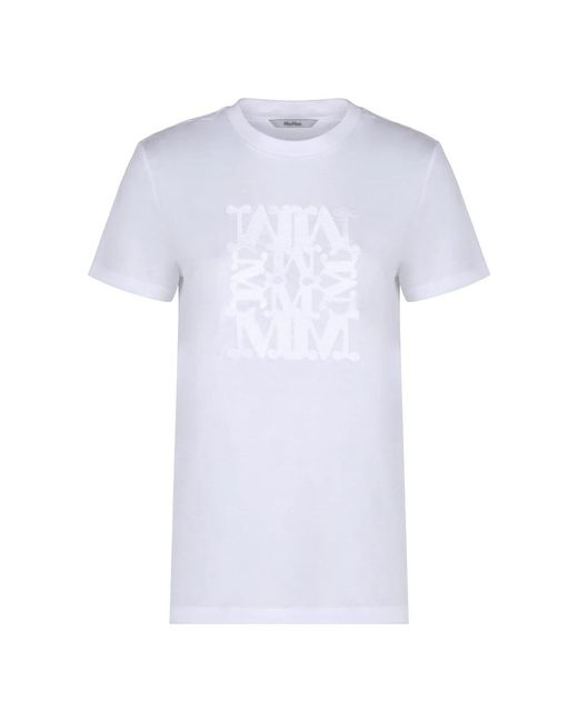 Max Mara Tops ,Wit ,Katoen Bravo Geborduurd Katoenen T-Shirt in het White
