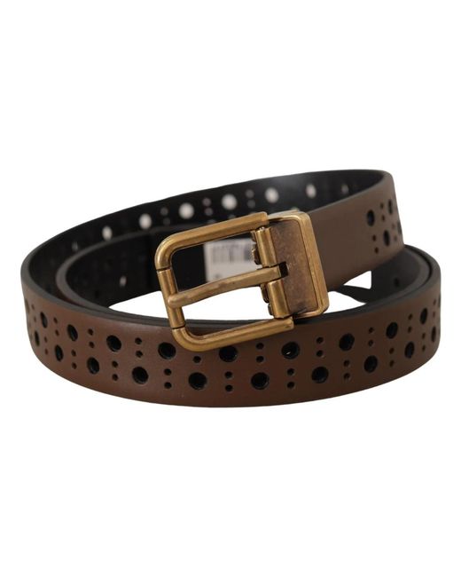 Dolce & Gabbana Metallgurtel Aus Perforiertem Leder in Black für Herren
