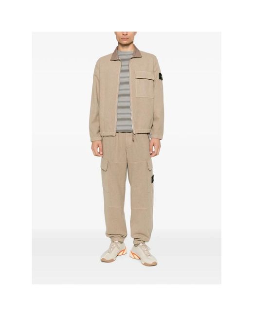 Stone Island Natural Straight Trousers for men