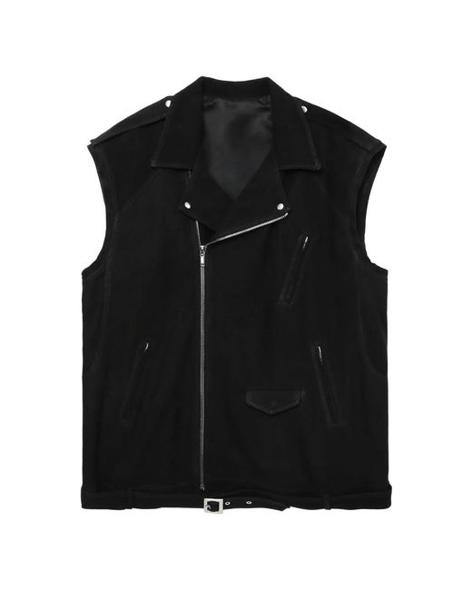 Rick Owens Jassen ,Zwart ,Leer Zwart Leren Biker Vest in het Black