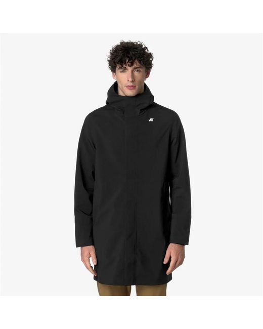 K-Way Thomas Long Jacket in het Black voor heren
