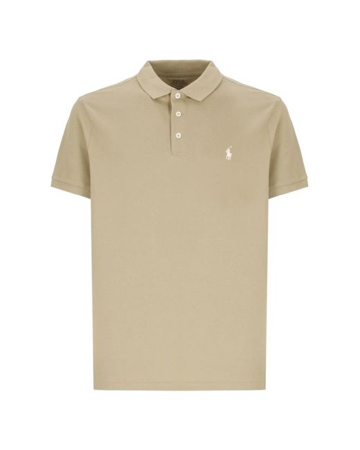 Ralph Lauren Baumwoll-Piqué-Polohemd Mit Drei Knöpfen in Natural für Herren