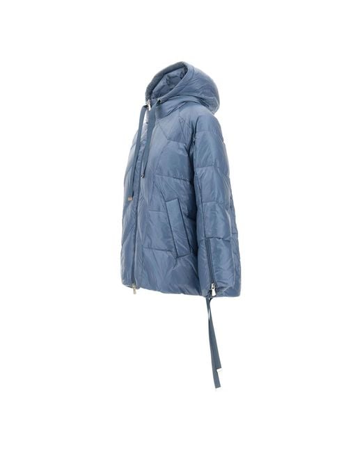 Elena Miro Hooded Puffer Jacket in het Blue