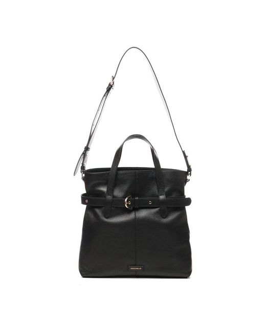 Coccinelle Black Schwarze Bucket Bag Mit Ziergürtel